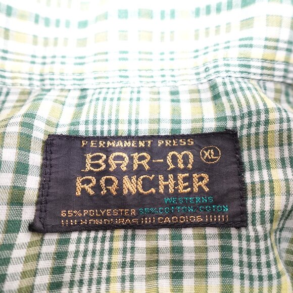 Vintage BAR-M RANCHER Western Pearl Snap Plaid Shirt Men's XL Collared Sawtooth - Picture 3 of 11